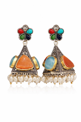 Amber Orange Pearl Jhumka