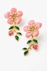 Trendy Pink Floral Drop Earrings for Women & Girls