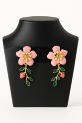 Trendy Pink Floral Drop Earrings for Women & Girls