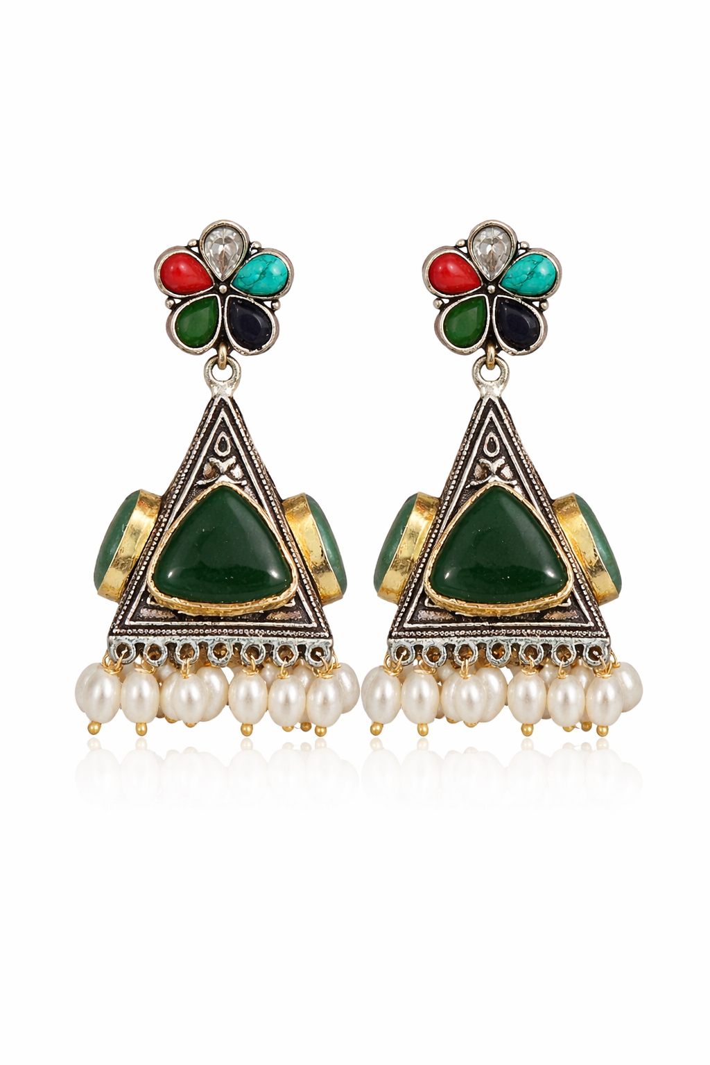 Emerald Green Pearl Jhumka