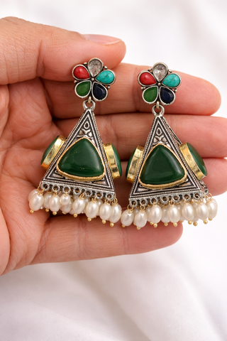 Emerald Green Pearl Jhumka