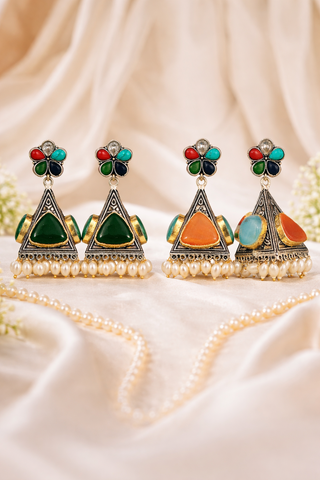 Amber Orange Pearl Jhumka