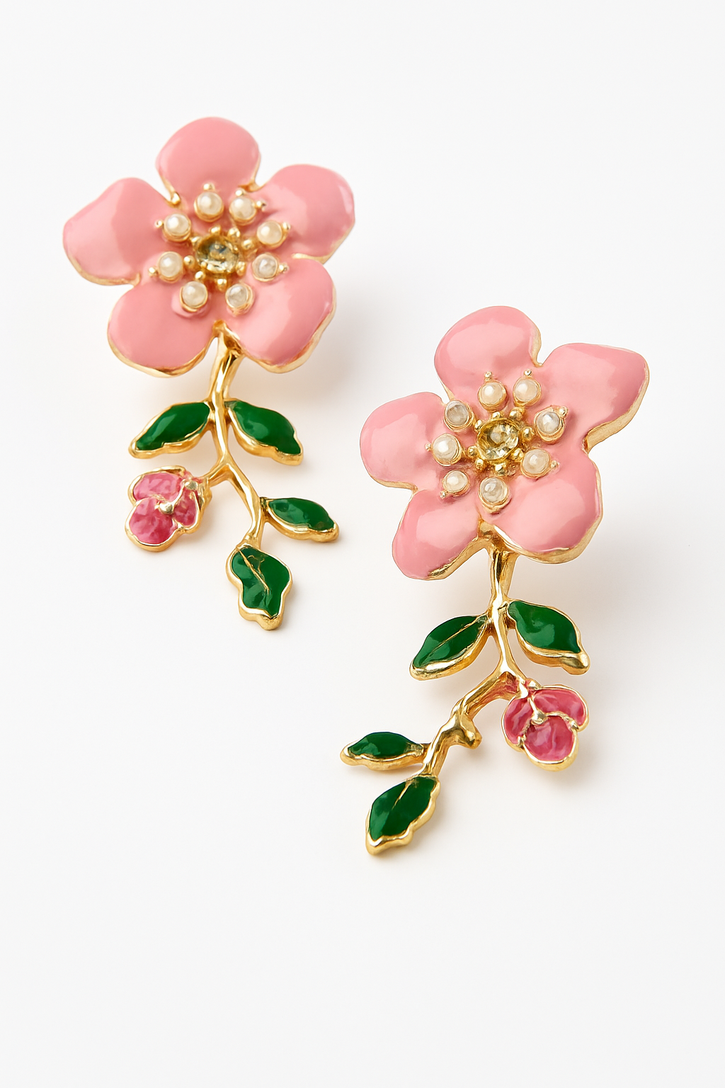 Trendy Pink Floral Drop Earrings for Women & Girls